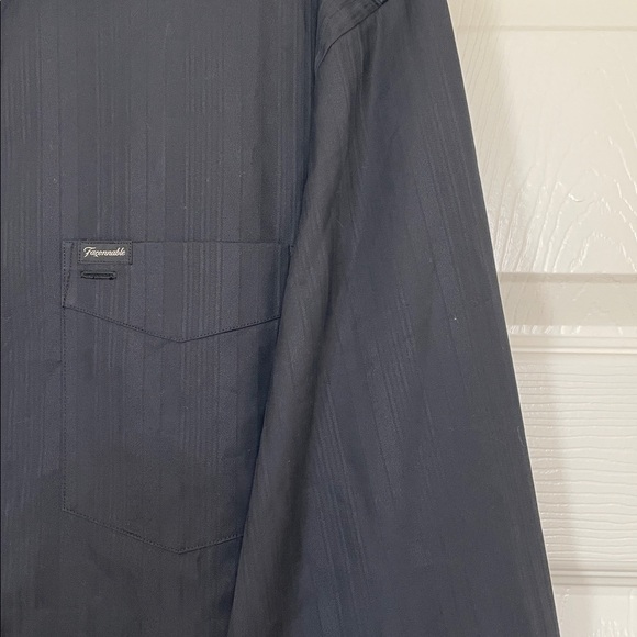 NWT Faconnable 100% Cotton Black Striped Dress Shirt Men's XL - Picture 2 of 7